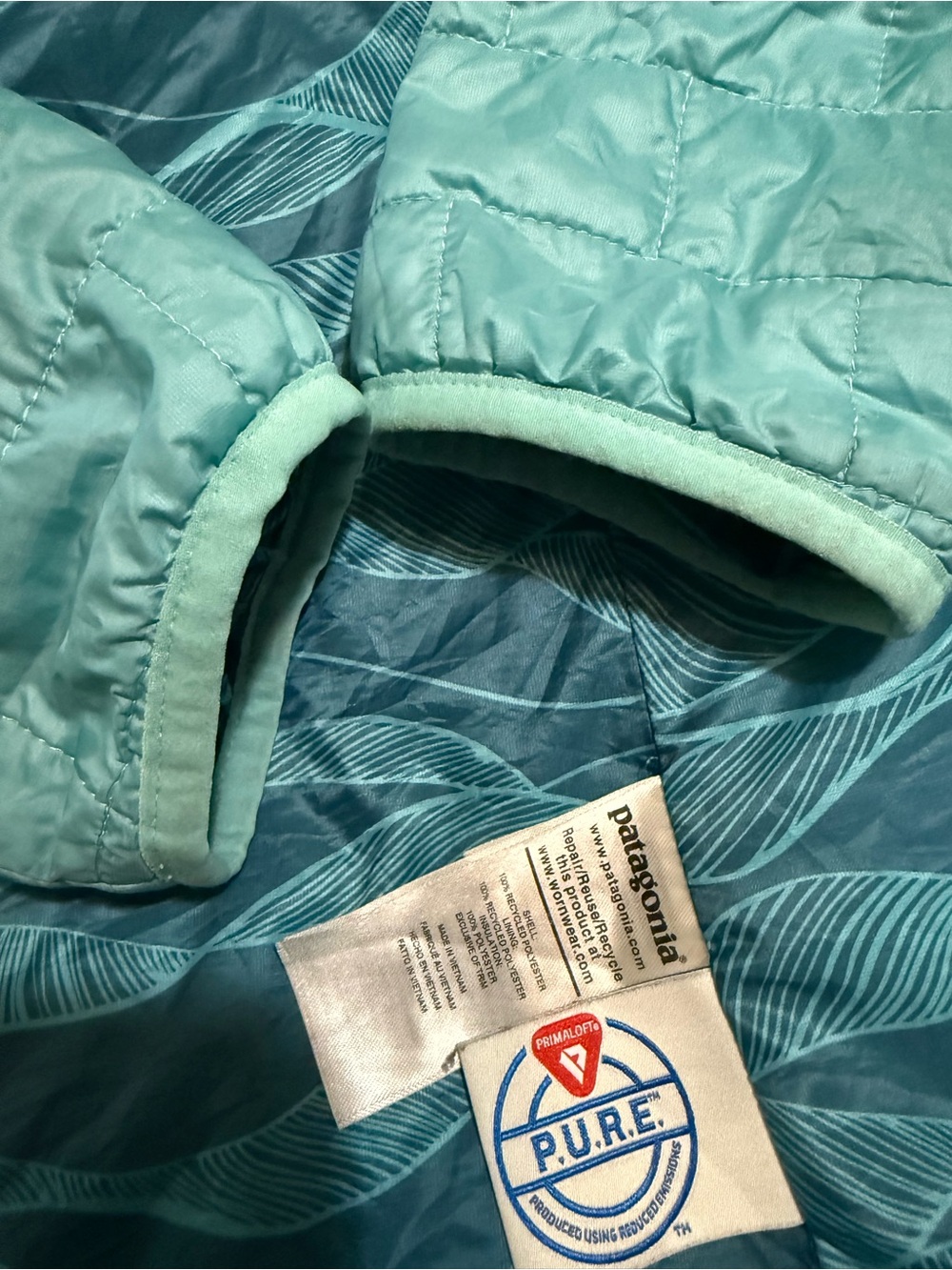 Patagonia Women's Nano Puff Light Blue Quilted Packable Jacket XL - Picture 9 of 12